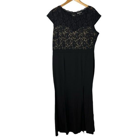 Rephyllis Retro Floral Lace Formal Dress Full Length Black Size 2XL - Picture 2 of 7